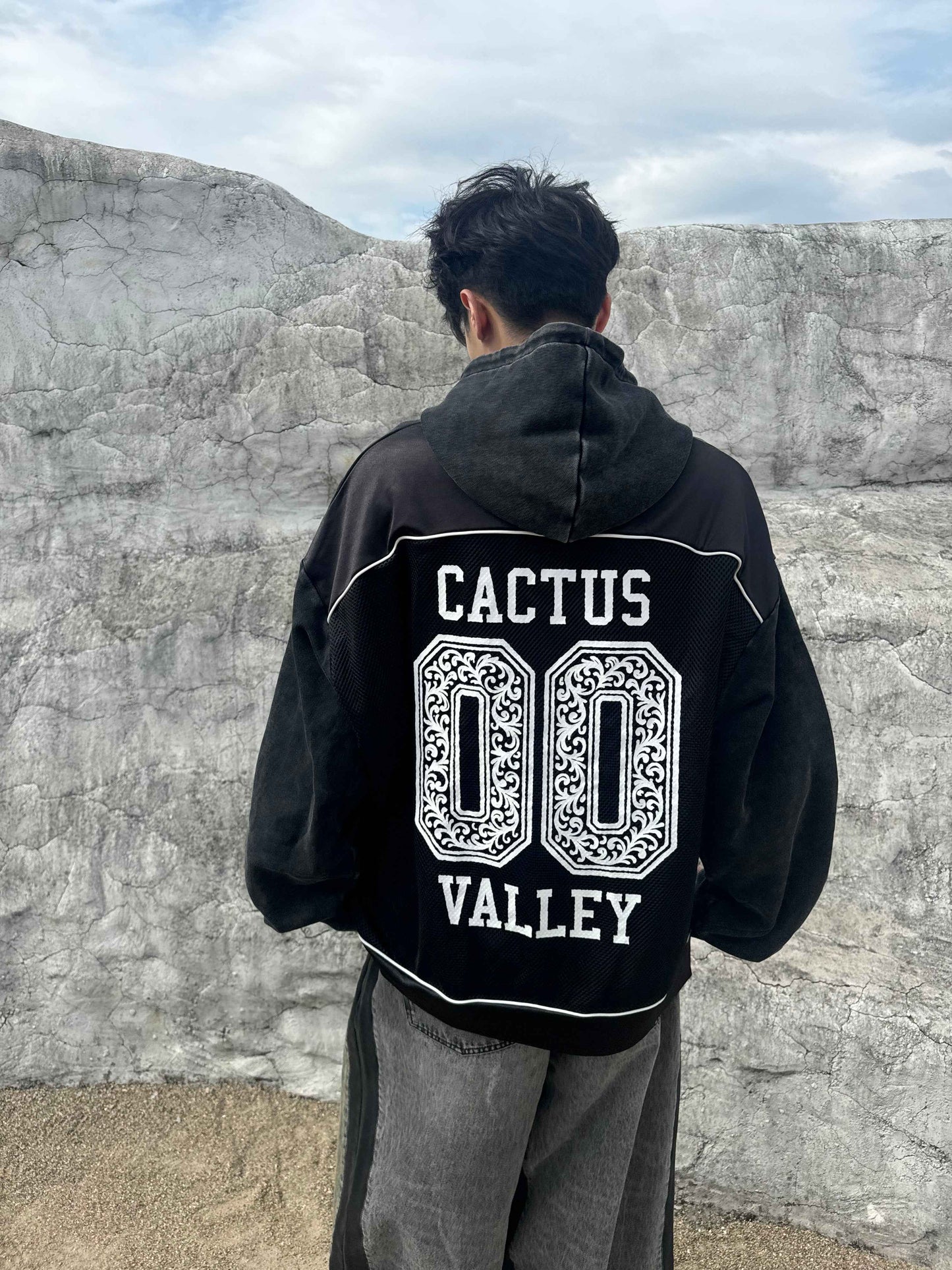 MESH JERSEY HOODIE