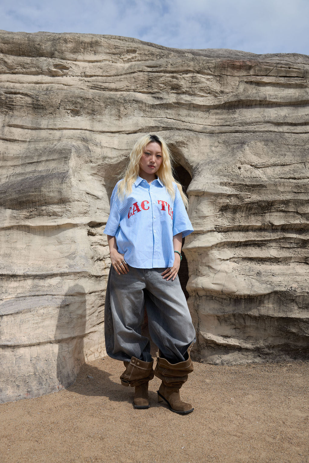 Center Stripe Button Up