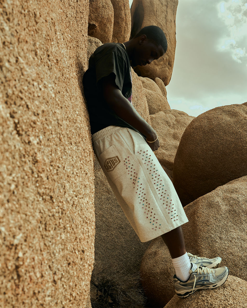 Crystal Cactus Sweat Shorts - Grey