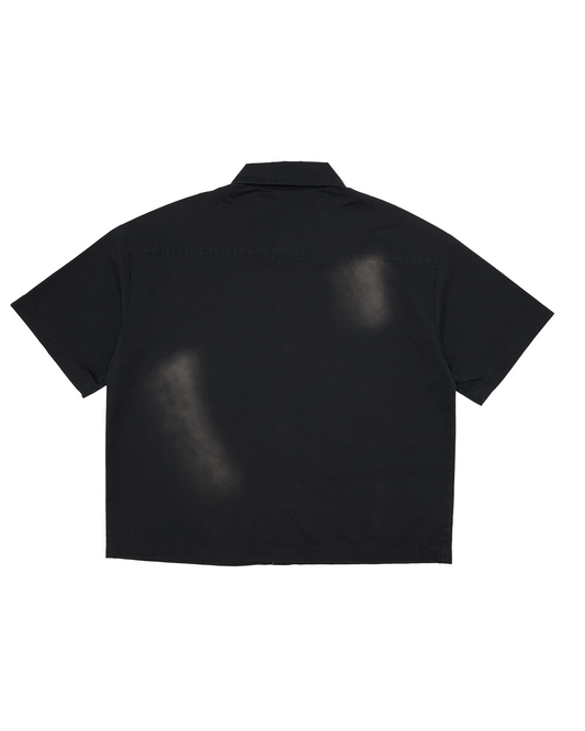 MUGGED BUTTON UP - BLACK