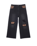 PLAID PATCH DENIM