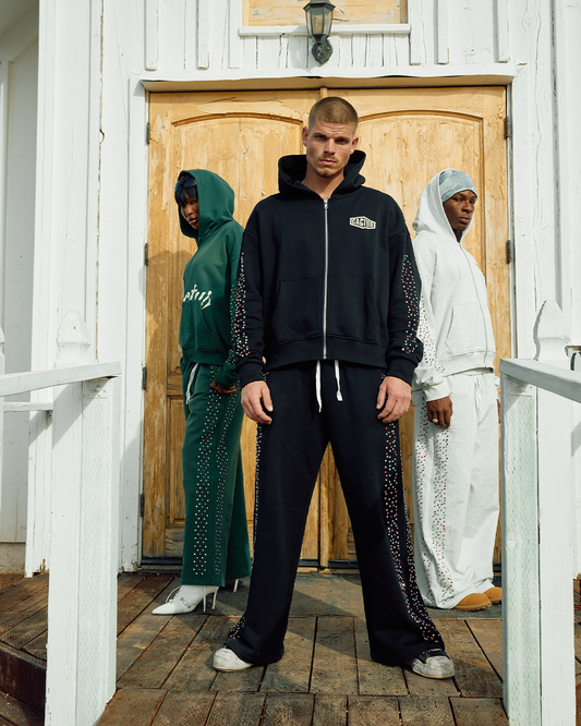 Crystal Cactus Zip Hoodie - Black