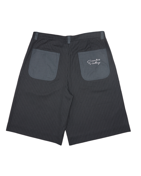 Pleated Pinstripe Shorts