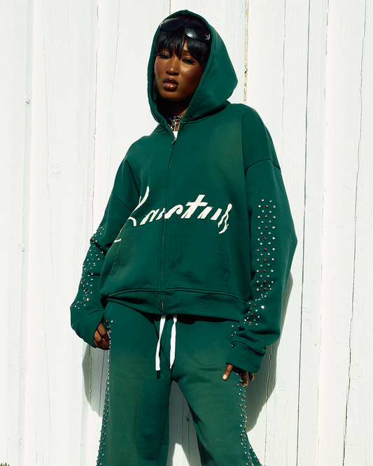 Hidden Crystal Zip Hoodie