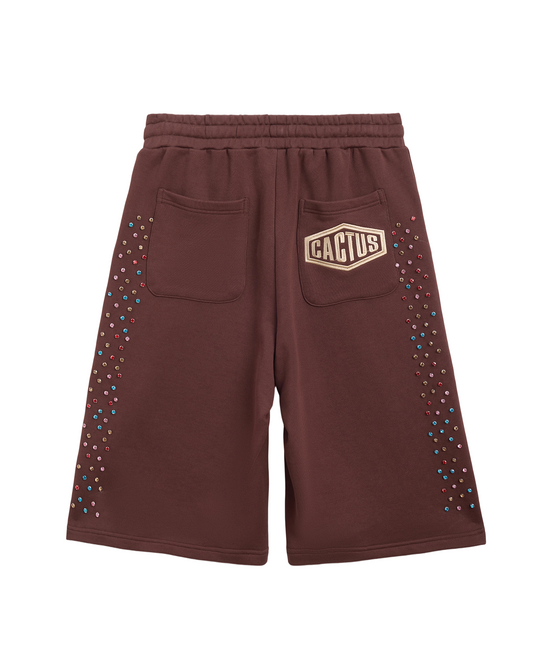 Crystal Cactus Sweat Shorts - Brown