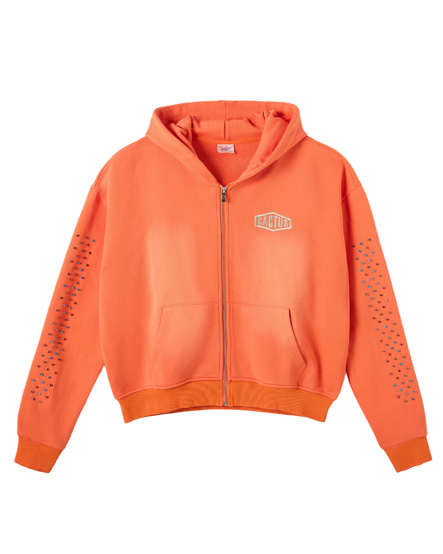 CRYSTAL CACTUS ZIP HOODIE - ORANGE – AZVA CRYSTAL CACTUS ZIP HOODIE - ORANGE – AZVA