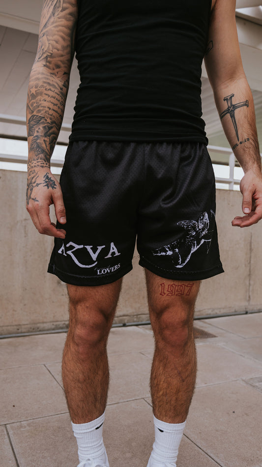 Black Cupid Mesh Shorts