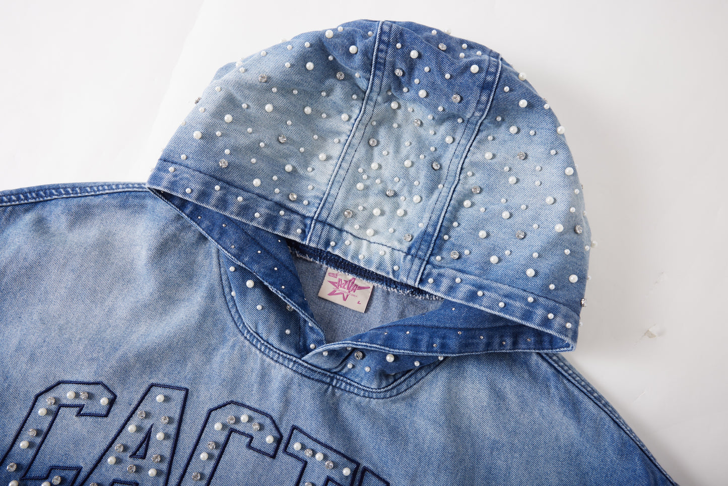 CACTUS CRYSTAL DENIM HOODIE