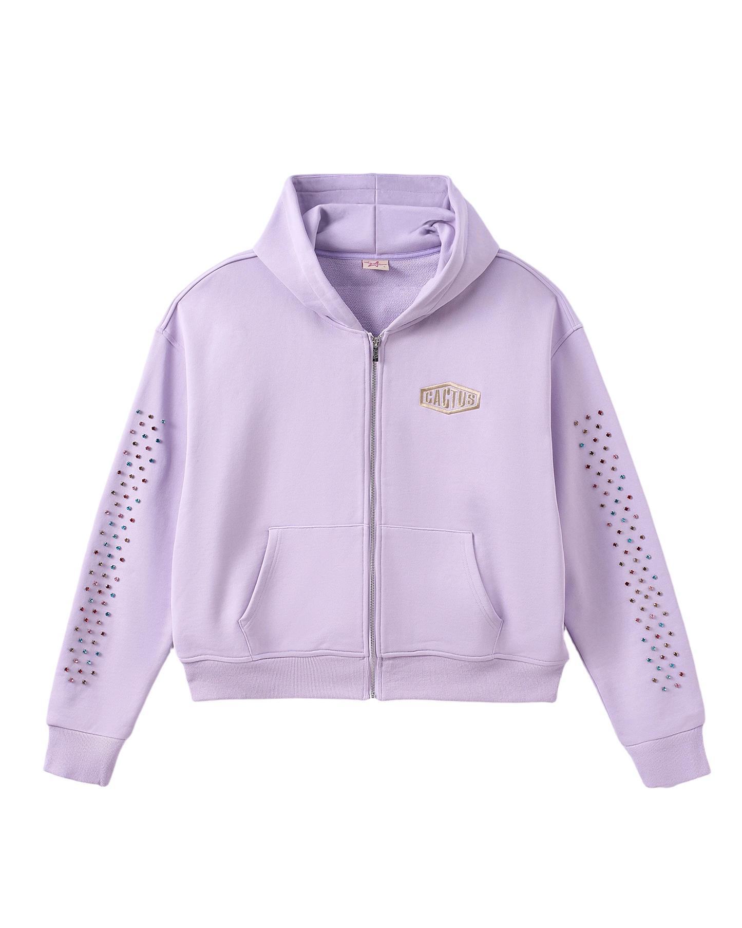 CRYSTAL CACTUS ZIP HOODIE - LAVENDER