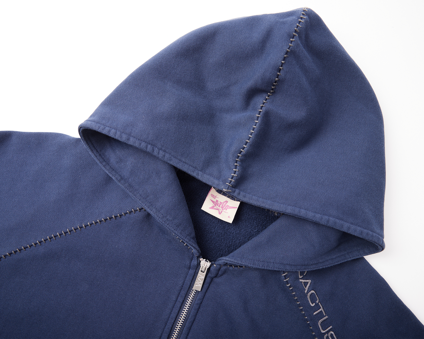 BLANKET STITCH ZIP UP HOODIE