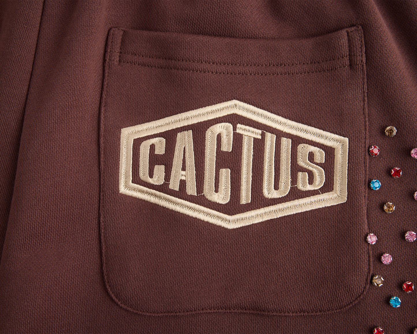 Crystal Cactus Sweat Shorts - Brown