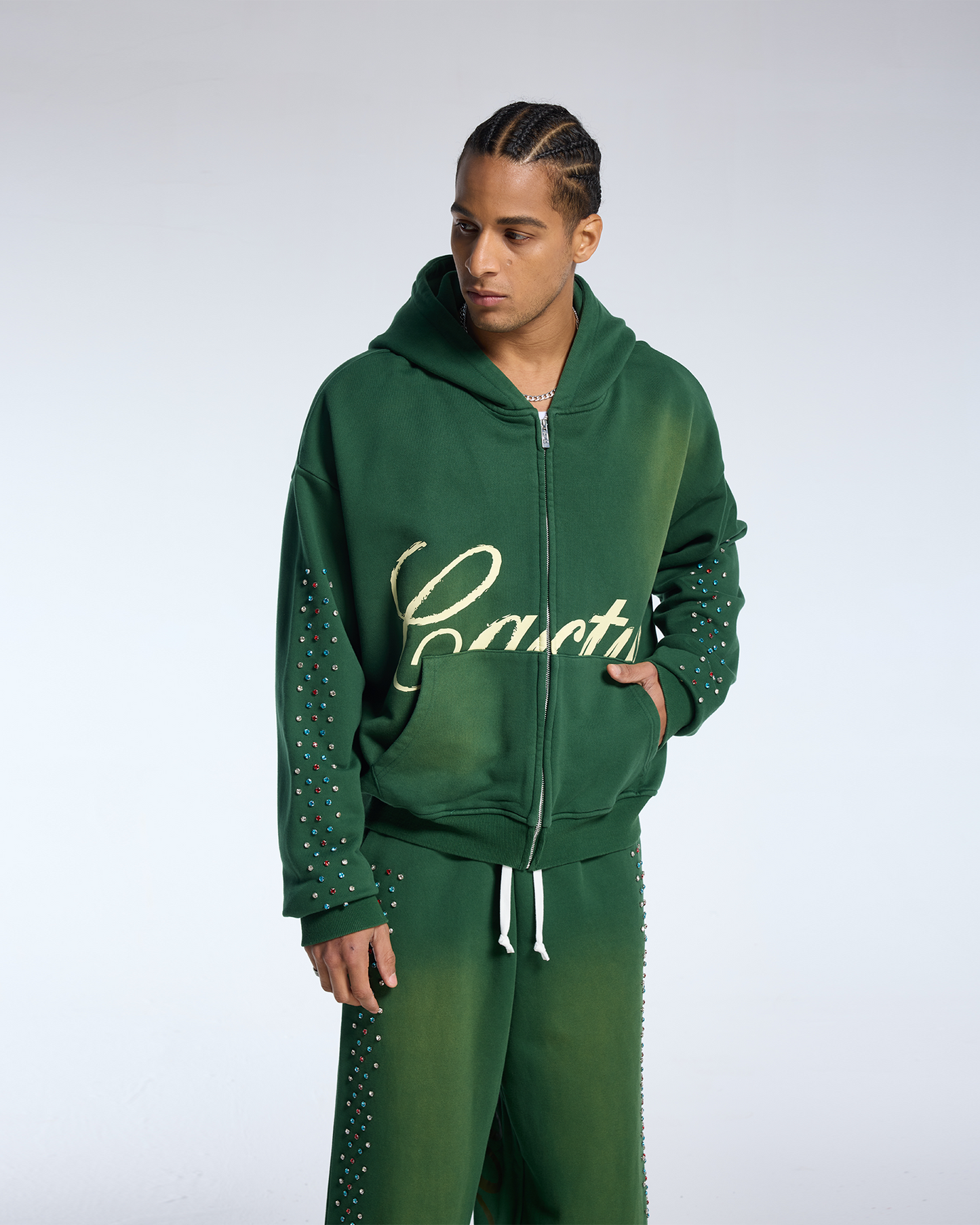 Hidden Crystal Zip Hoodie