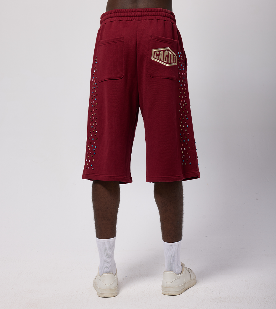Crystal Cactus Sweat Shorts - Maroon
