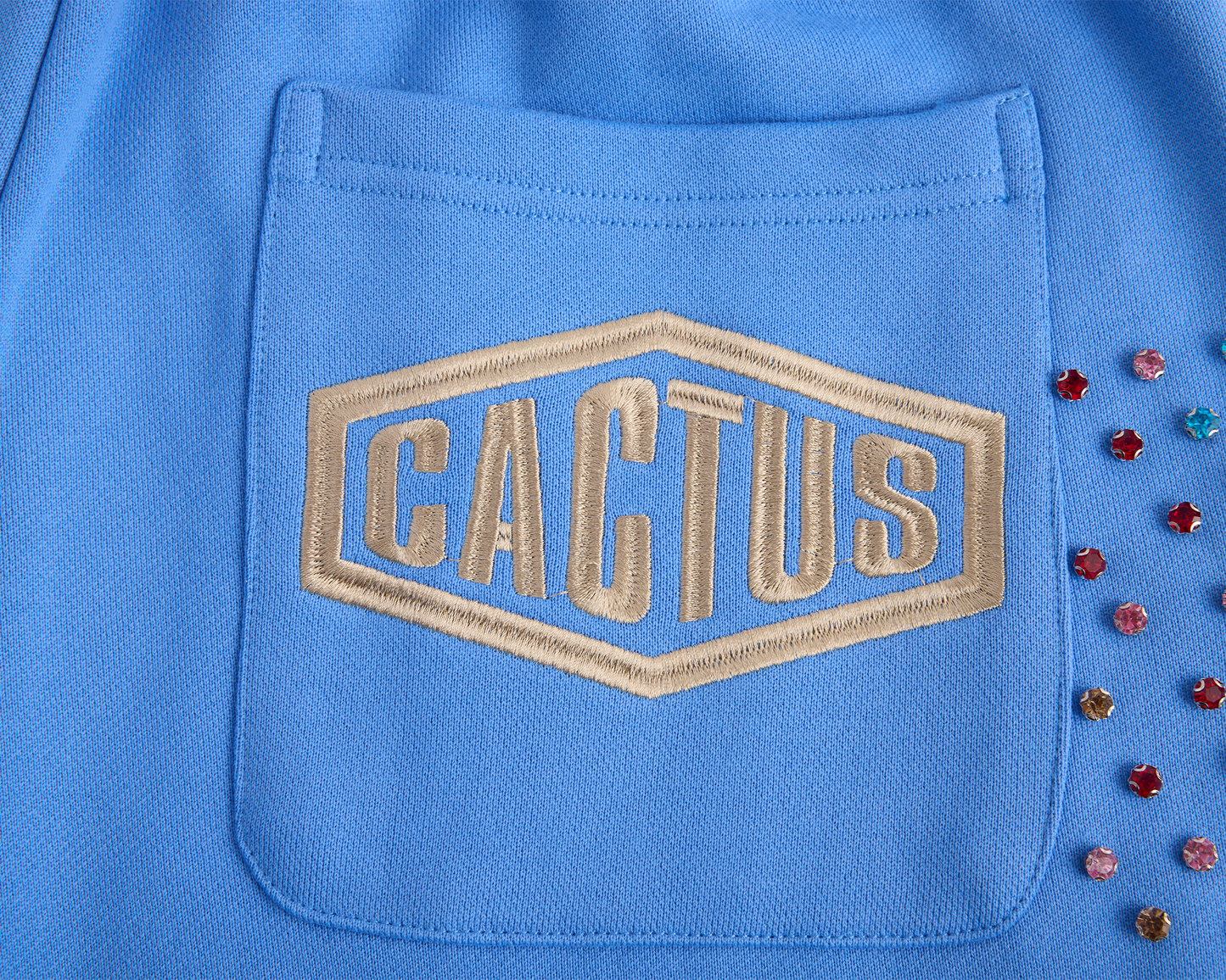 Crystal Cactus Sweat Shorts - Baby Blue