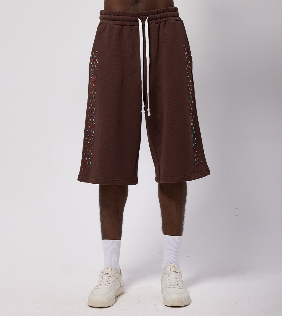 Crystal Cactus Sweat Shorts - Brown