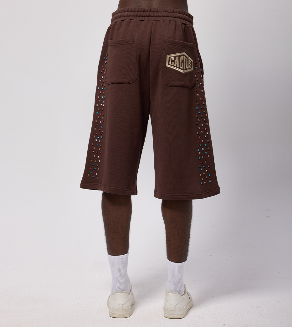 Crystal Cactus Sweat Shorts - Brown