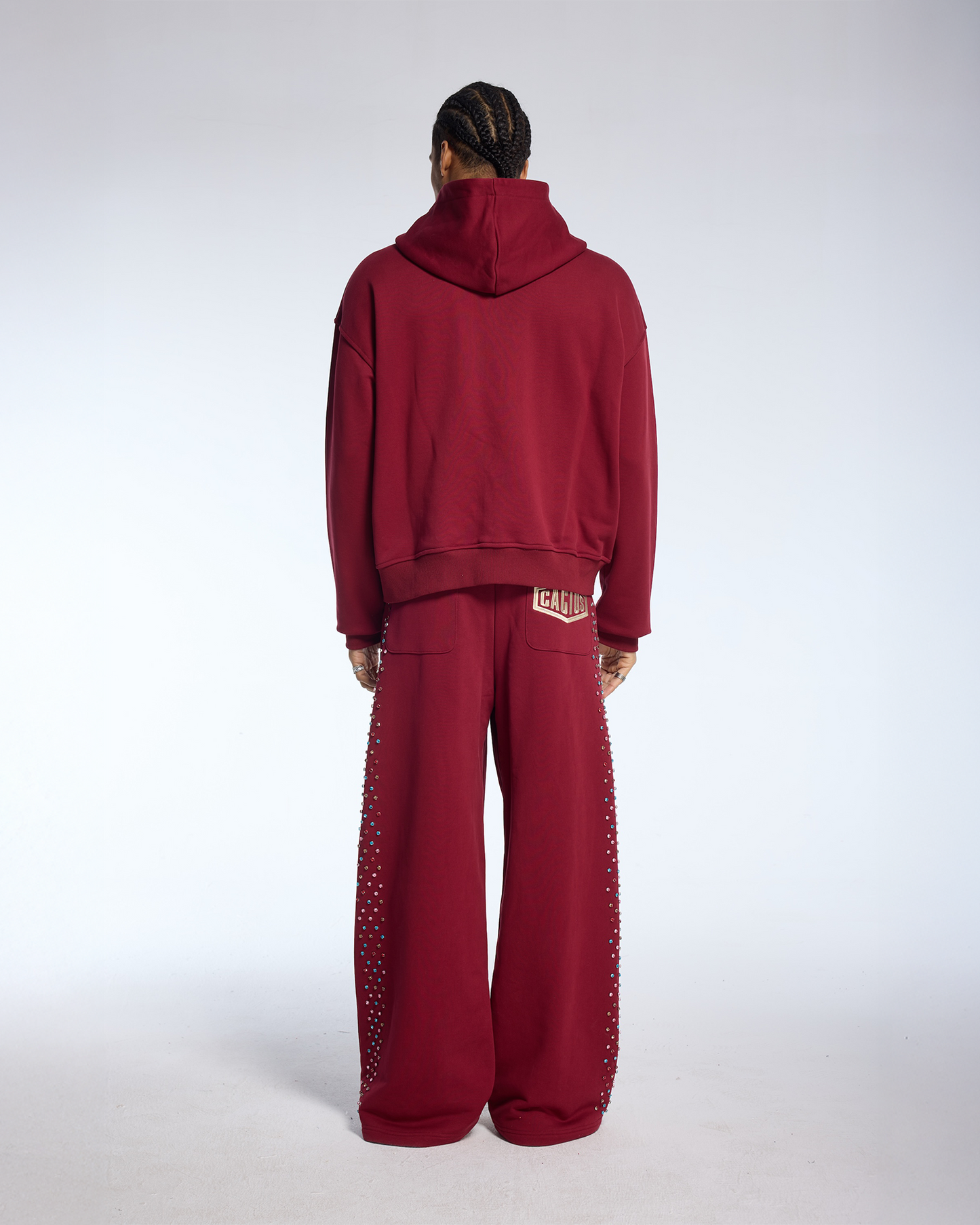 CRYSTAL CACTUS ZIP HOODIE - MAROON