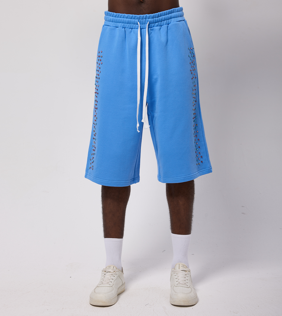 Crystal Cactus Sweat Shorts - Baby Blue