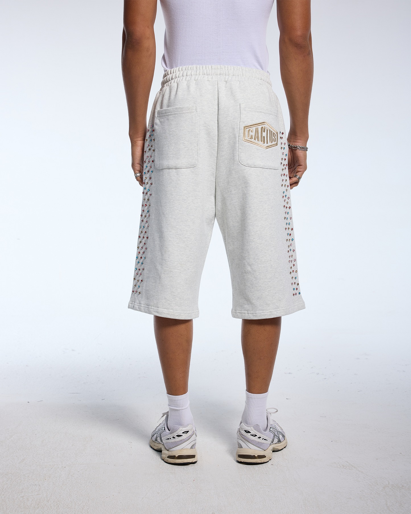 Crystal Cactus Sweat Shorts - Grey