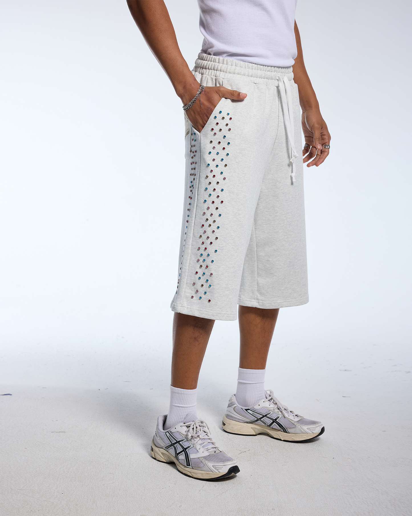 Crystal Cactus Sweat Shorts - Grey