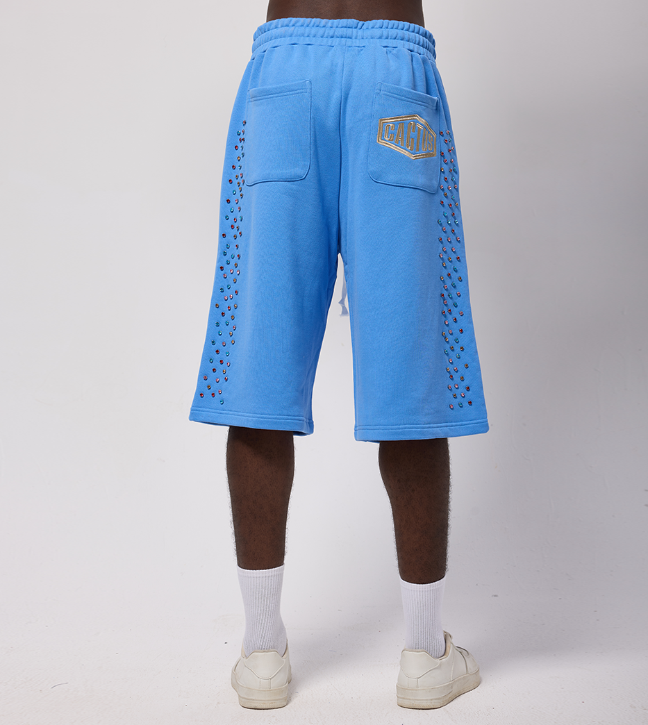 Crystal Cactus Sweat Shorts - Baby Blue