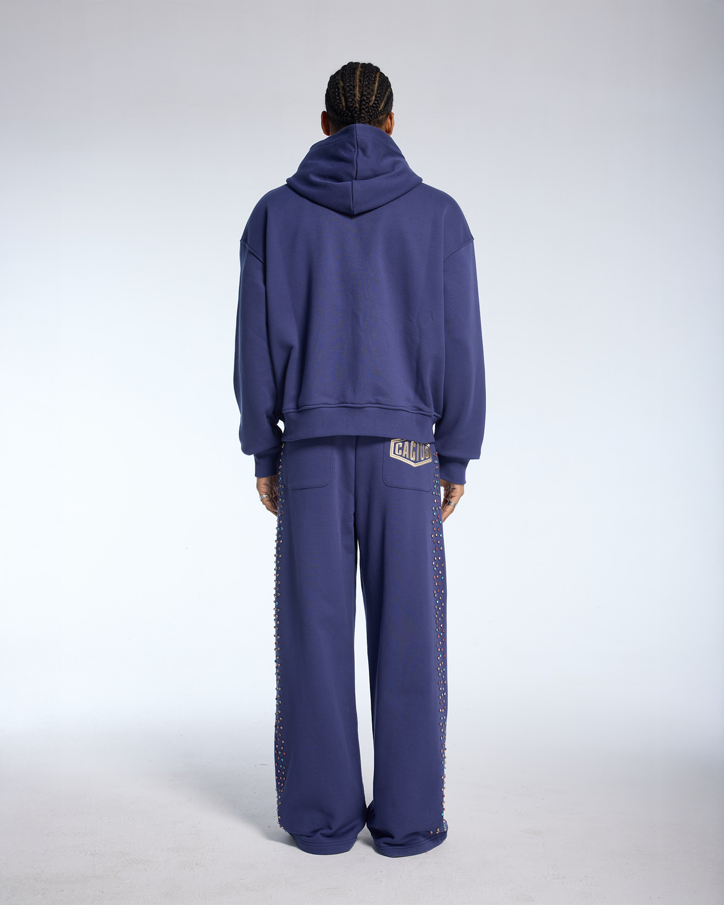 CRYSTAL CACTUS ZIP HOODIE - NAVY