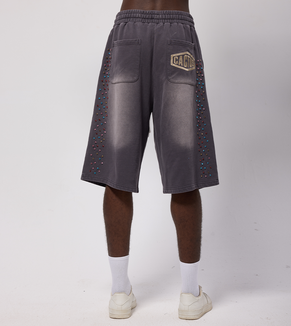 Crystal Cactus Sweat Shorts - Vintage Black