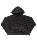 CHAIN KNIT HOODIE - GREY