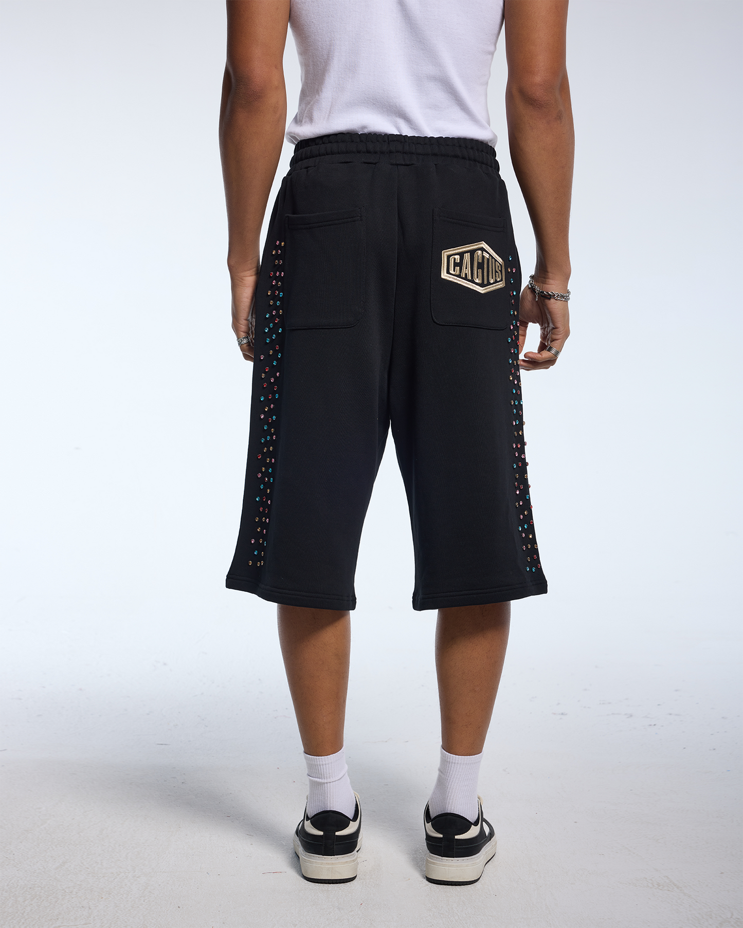 Crystal Cactus Sweat Shorts - Black