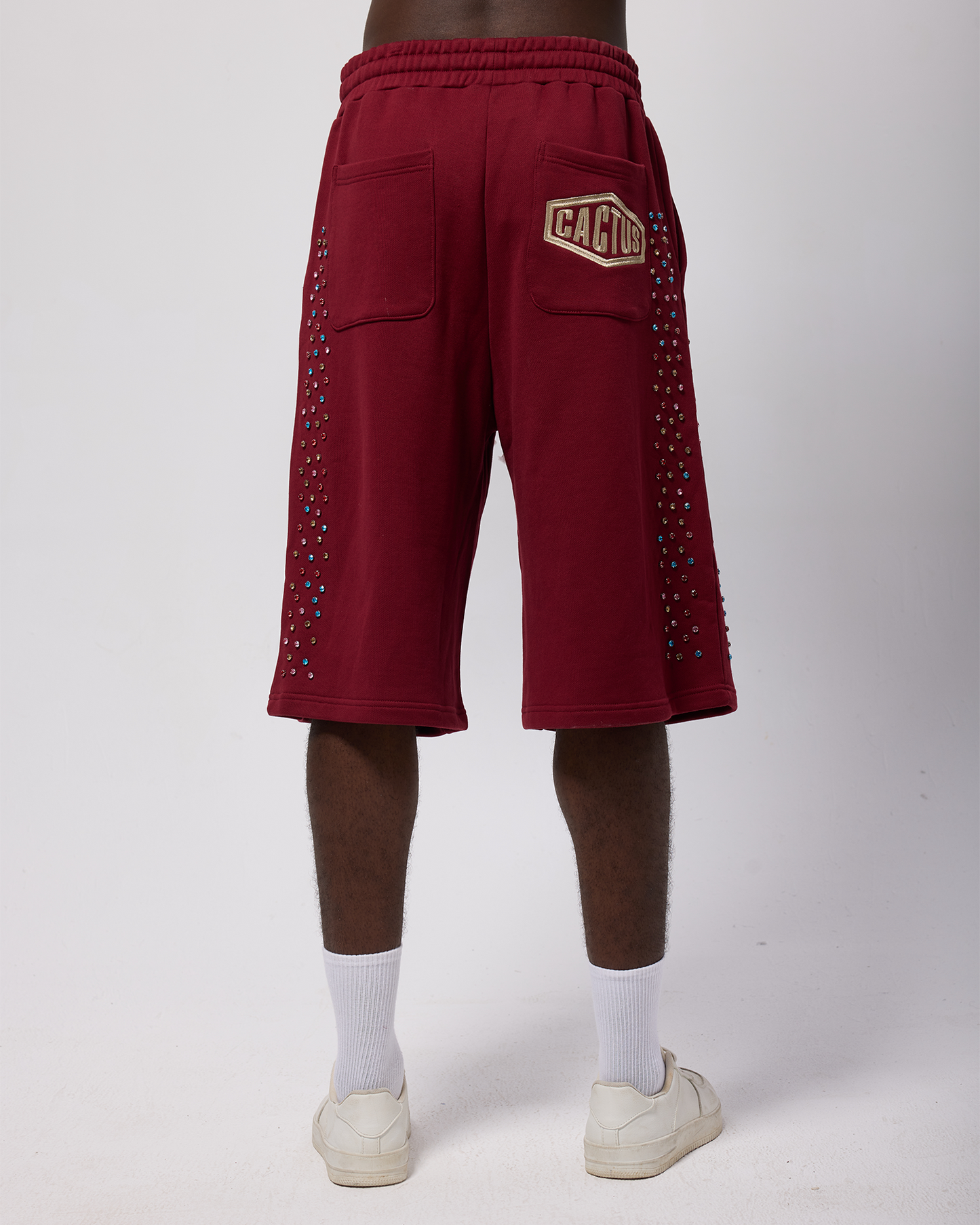 Crystal Cactus Sweat Shorts - Maroon