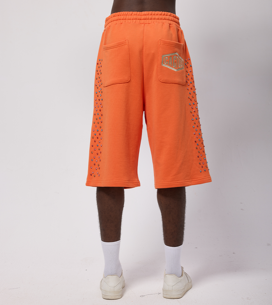 Crystal Cactus Sweat Shorts - Orange