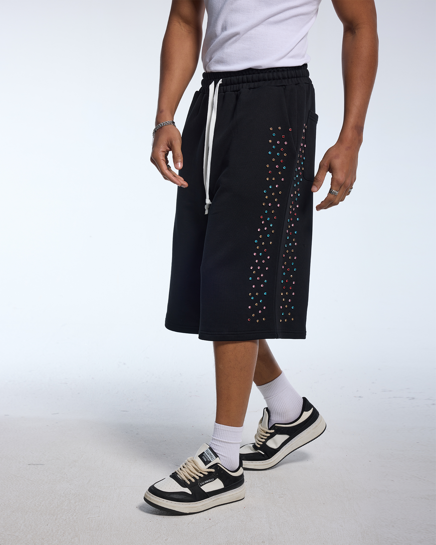 Crystal Cactus Sweat Shorts - Black