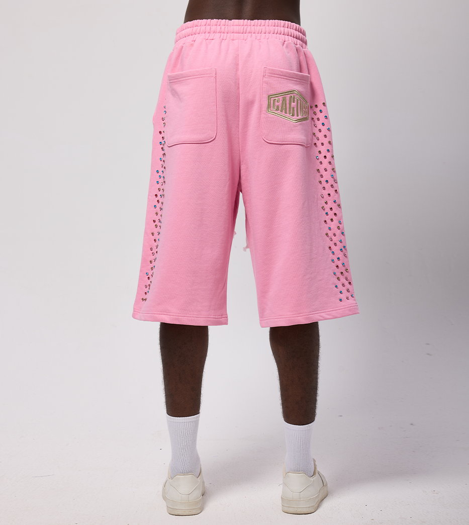 Crystal Cactus Sweat Shorts - Pink