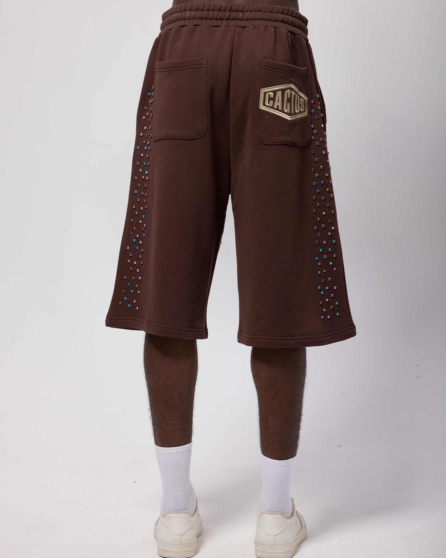 Crystal Cactus Sweat Shorts - Brown