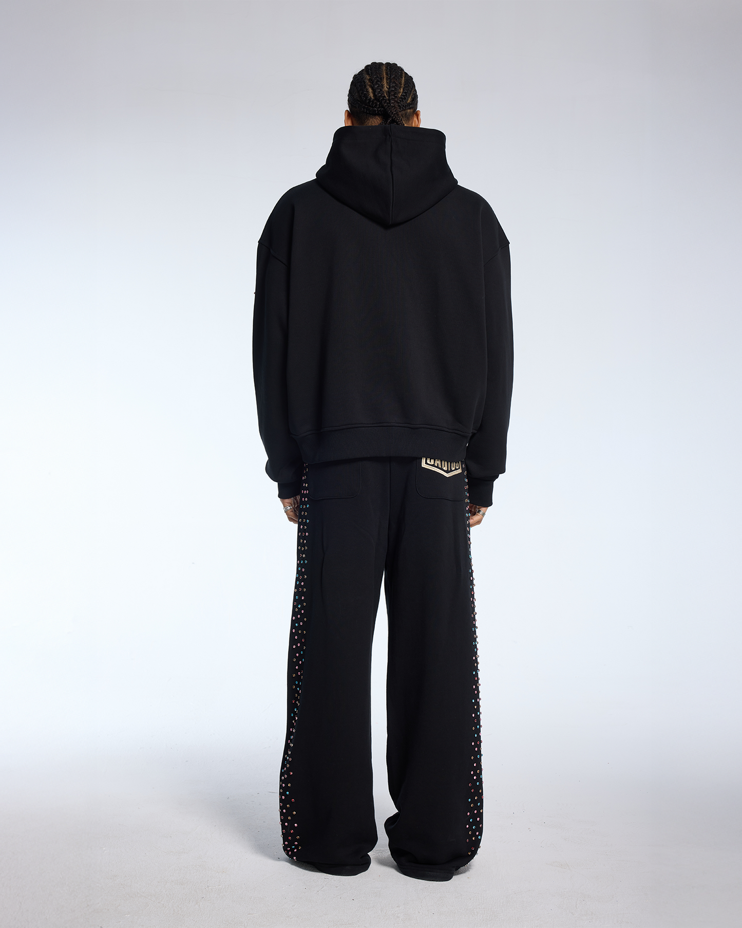 Crystal Cactus Zip Hoodie - Black