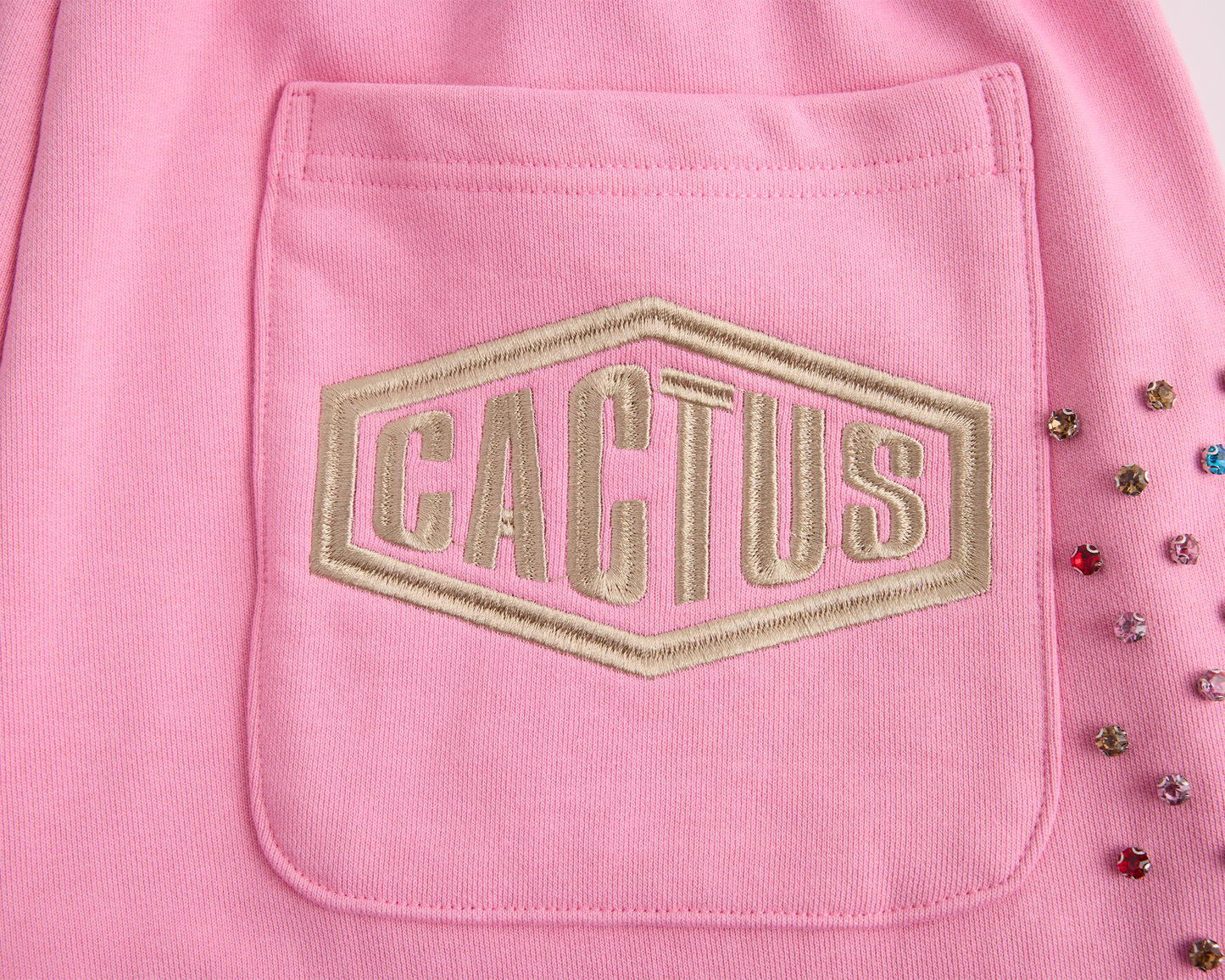 Crystal Cactus Sweat Shorts - Pink