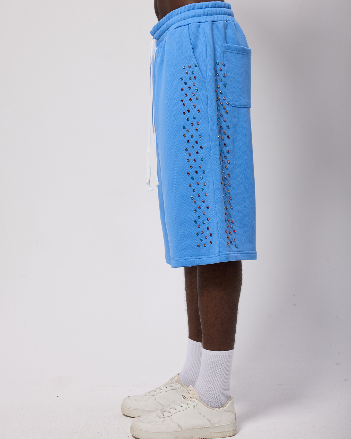 Crystal Cactus Sweat Shorts - Baby Blue