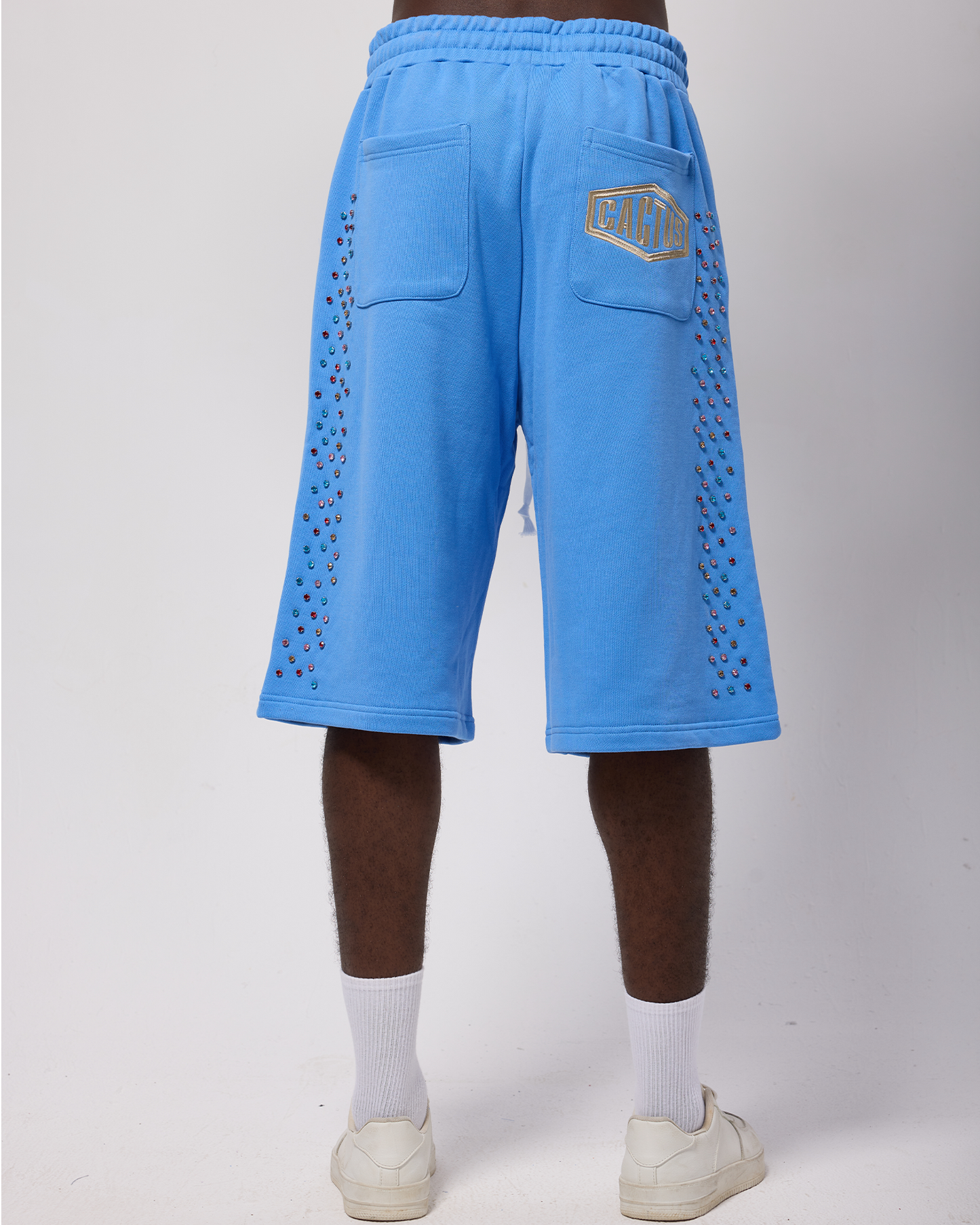 Crystal Cactus Sweat Shorts - Baby Blue