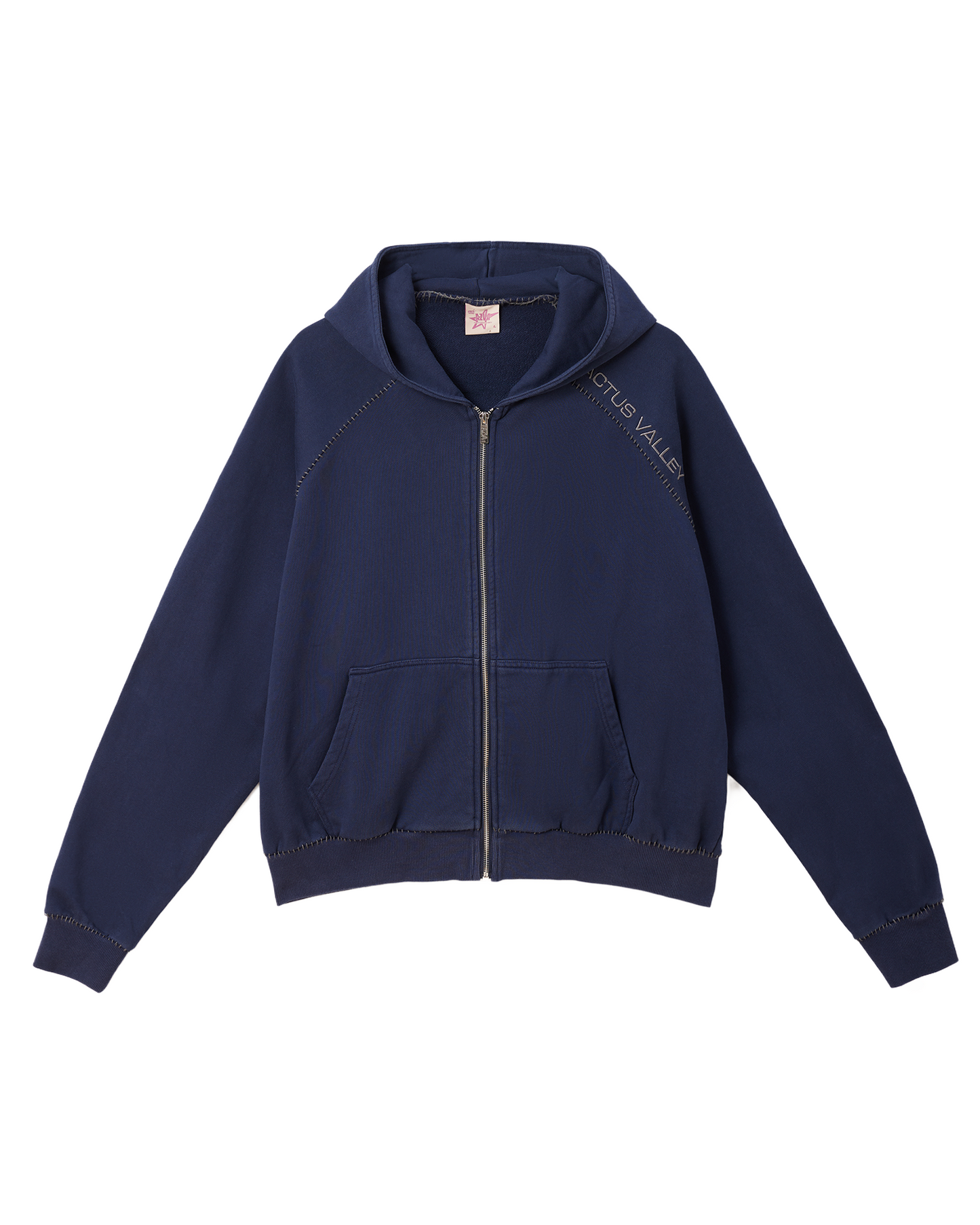 BLANKET STITCH ZIP UP HOODIE