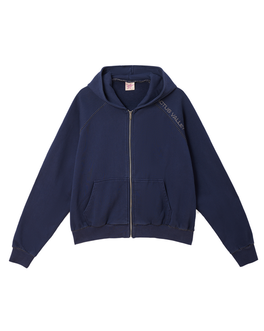 BLANKET STITCH ZIP UP HOODIE