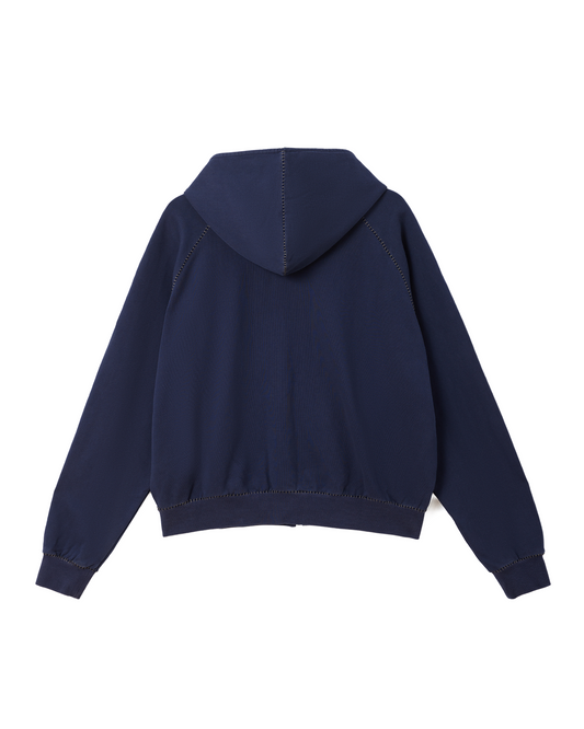 BLANKET STITCH ZIP UP HOODIE