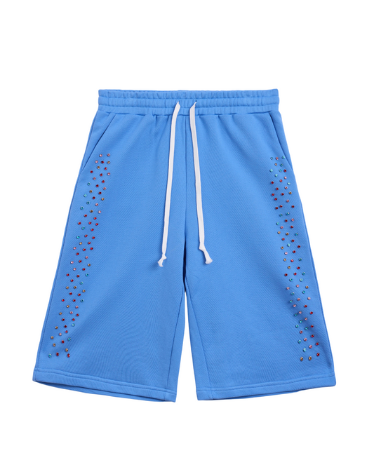 Crystal Cactus Sweat Shorts - Baby Blue