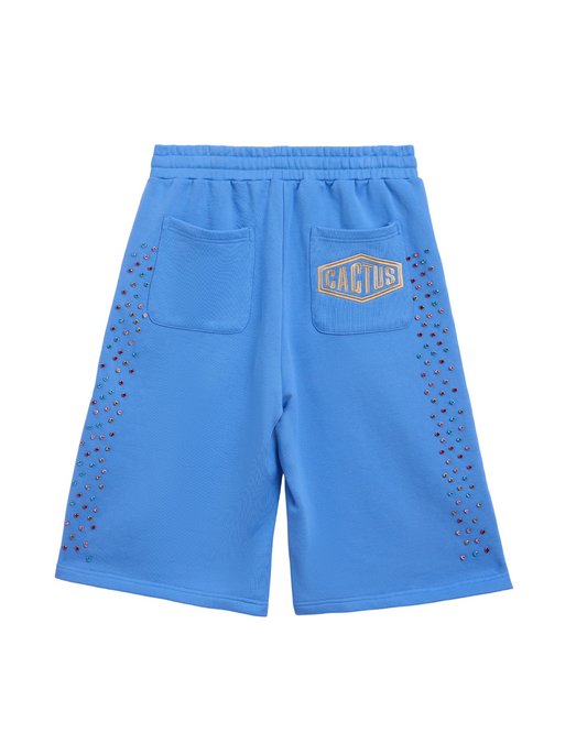 Crystal Cactus Sweat Shorts - Baby Blue