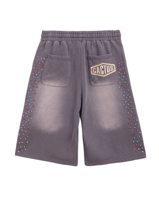 Crystal Cactus Sweat Shorts - Vintage Black