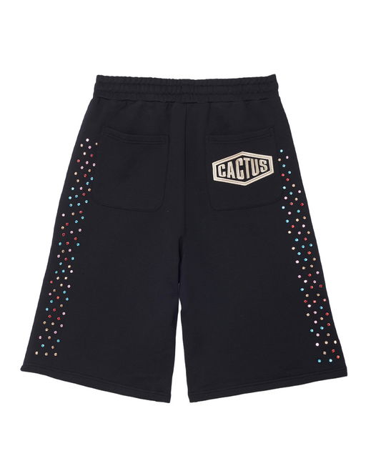 Crystal Cactus Sweat Shorts - Black