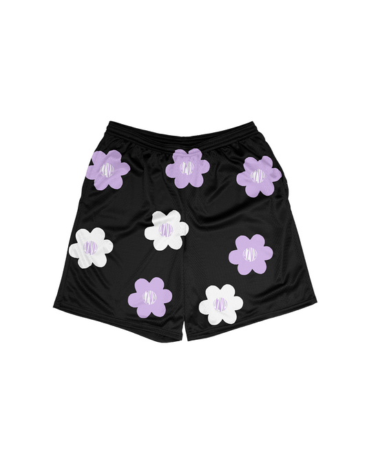 Lavender Flower Mesh Shorts
