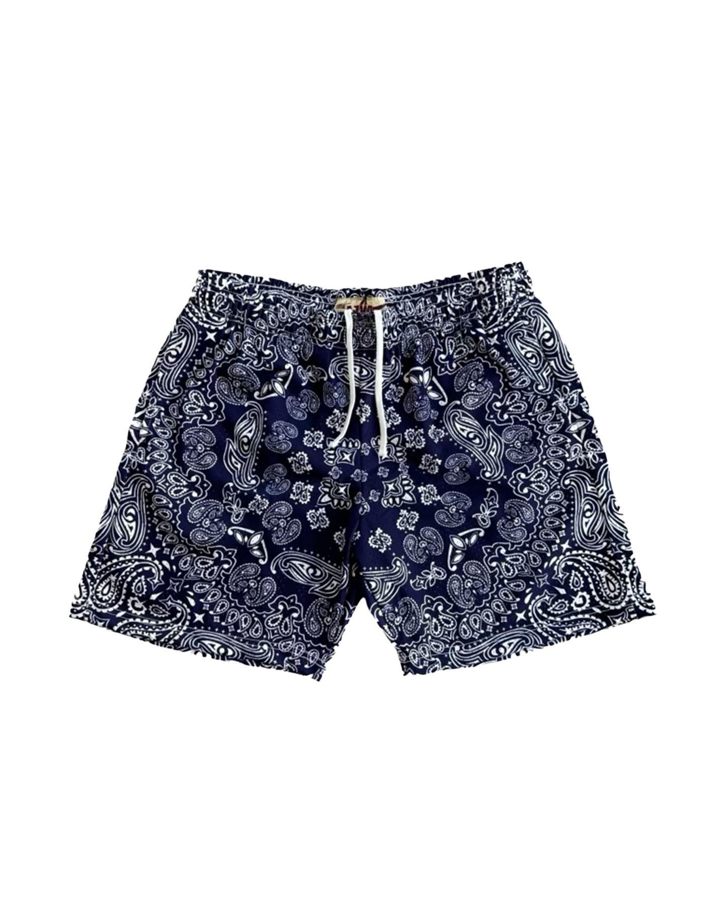 Navy Blue Paisley Mesh Shorts
