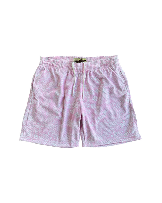 Pink Paisley Mesh Shorts