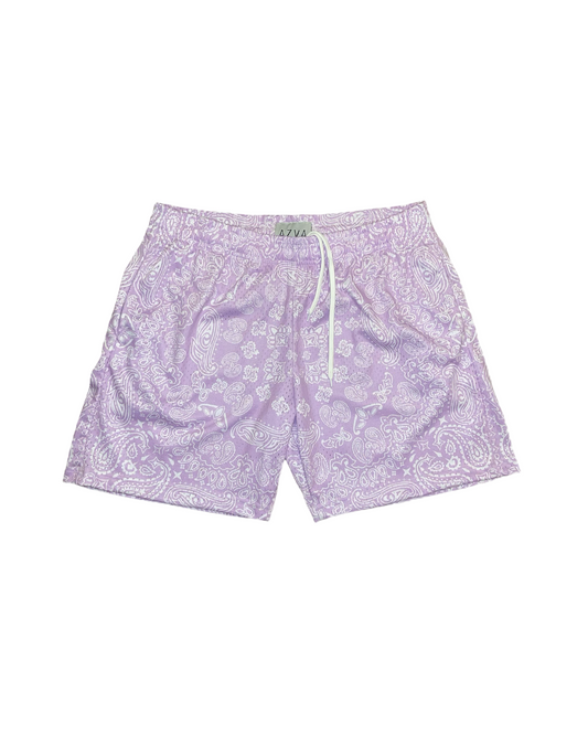 Purple Paisley Mesh Shorts
