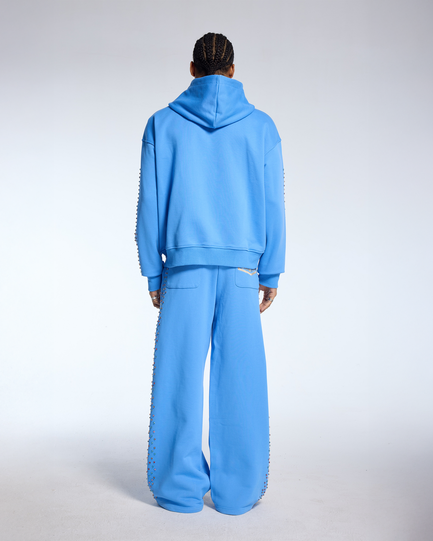 CRYSTAL CACTUS ZIP HOODIE - BABY BLUE